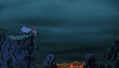 A Cartoon Of A Purple Dragon Surrounded By Flames And A Goat GIF