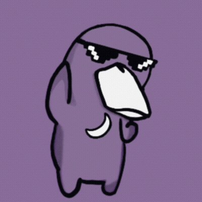 A Cartoon Of A Purple Duck With Sunglasses On GIF