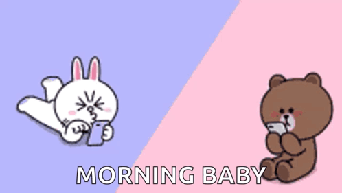 A Cartoon Of A Rabbit And A Bear With The Words Morning Baby GIF