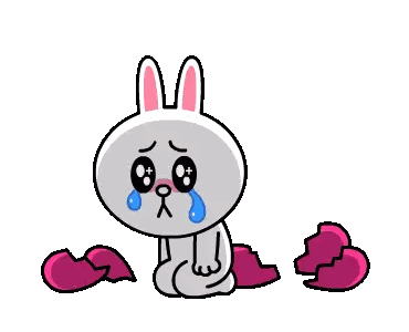 A Cartoon Of A Rabbit Crying With Hearts Around Him Sticker