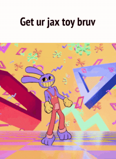A Cartoon Of A Rabbit Dancing With The Words Get Ur Jax Toy Bruv On The Bottom GIF