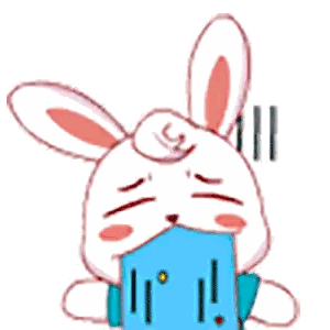 A Cartoon Of A Rabbit Holding A Blue Box Sticker