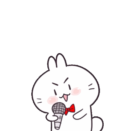 A Cartoon Of A Rabbit Holding A Microphone In Front Of A Crowd Sticker