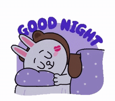 A Cartoon Of A Rabbit Laying In Bed With The Words Good Night GIF