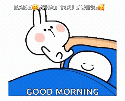 a cartoon of a rabbit petting another rabbit with the words " babe what you doing "