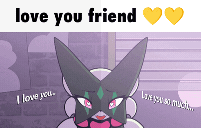 A Cartoon Of A Rabbit Saying " I Love You " GIF
