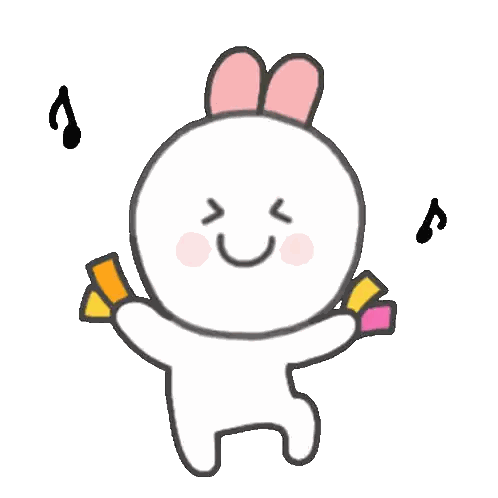 A Cartoon Of A Rabbit With A Pink Bunny Ear Dancing Sticker