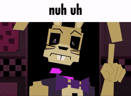 A Cartoon Of A Rabbit With A Purple Bow Tie And The Words Nuh Uh Above It GIF