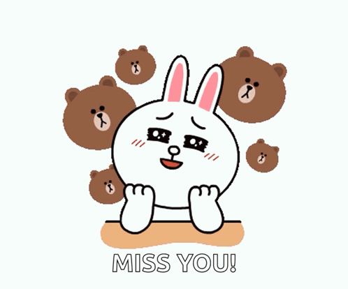 A Cartoon Of A Rabbit With Hearts Behind It And The Words Miss You GIF
