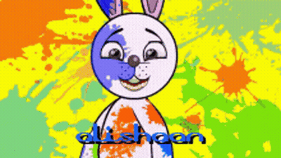 A Cartoon Of A Rabbit With The Name Alishan On The Bottom GIF