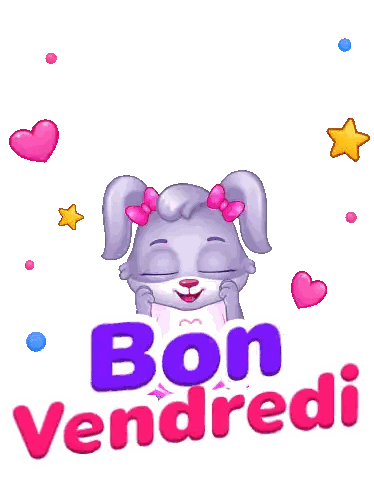 A Cartoon Of A Rabbit With The Words Bon Vendredi On It Sticker