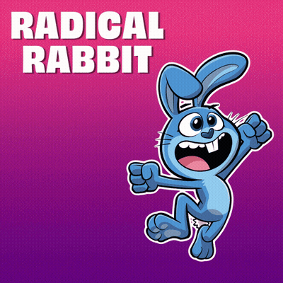 A Cartoon Of A Rabbit With The Words Radical Rabbit Below It GIF