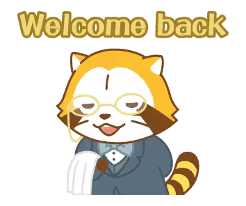 A Cartoon Of A Raccoon Wearing Glasses And A Tuxedo With The Words Welcome Back Above Him Sticker