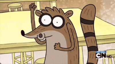A Cartoon Of A Raccoon With A Cn Logo In The Corner GIF