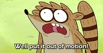 A Cartoon Of A Raccoon With The Words Well Put It Out Of Motion GIF