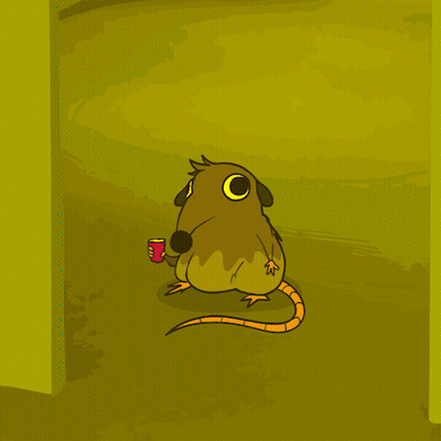 A Cartoon Of A Rat Holding A Can Of Soda GIF