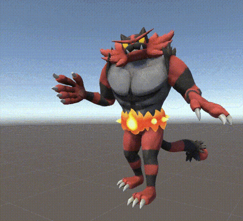 A Cartoon Of A Red And Black Monster With A Yellow Eye GIF