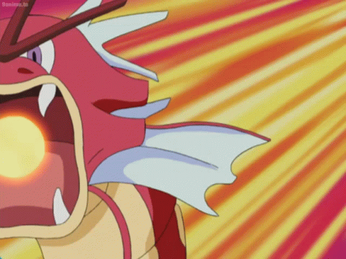 A Cartoon Of A Red Dragon With A Yellow Background GIF