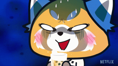 A Cartoon Of A Red Panda Holding A Glass With A Netflix Logo In The Corner GIF