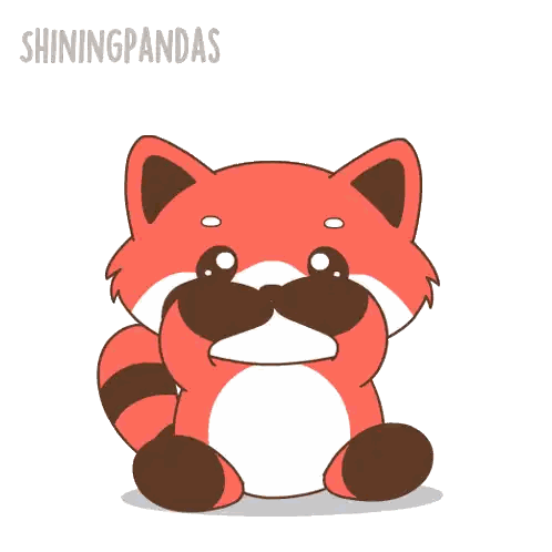 A Cartoon Of A Red Panda With Hearts On Its Ears And The Words Shiningpandas Below It GIF