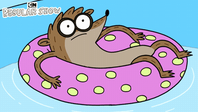 A Cartoon Of A Regular Show Character Laying In A Pink Circle GIF