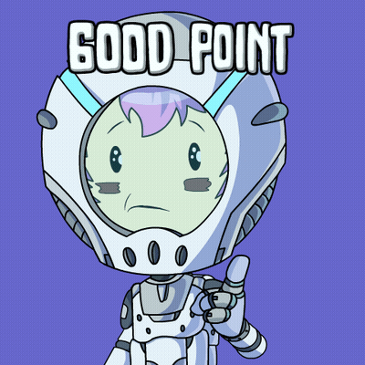 A Cartoon Of A Robot Giving A Thumbs Up And The Words Good Point Above It GIF