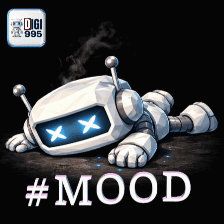A Cartoon Of A Robot Laying Down With The Words #Mood Written Below It GIF