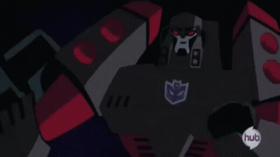 A Cartoon Of A Robot With A Hub Logo On The Bottom Right GIF
