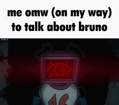 A Cartoon Of A Robot With A Red Eye And The Words Me Omw On My Way To Talk About Bruno GIF