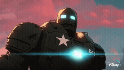 A Cartoon Of A Robot With A Star On It And The Word Disney On The Bottom GIF