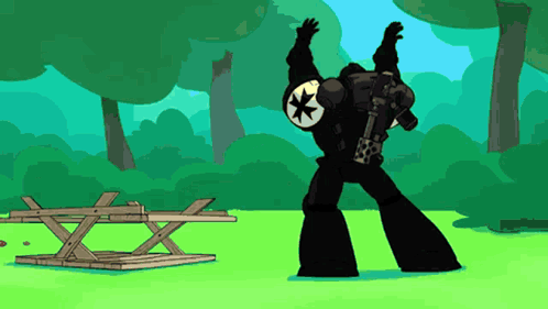 A Cartoon Of A Robot With A Star On The Back GIF
