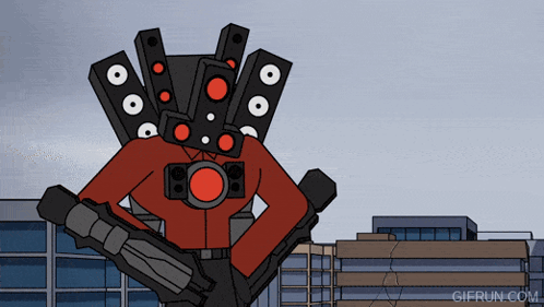 A Cartoon Of A Robot With Speakers On His Head And A Gif Run.com Logo In The Corner GIF