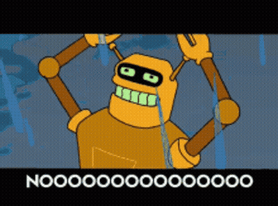 A Cartoon Of A Robot With The Word No On The Bottom Right GIF