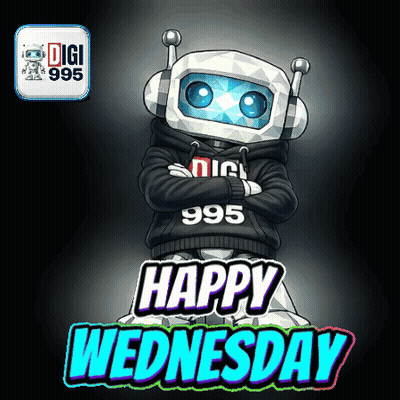 A Cartoon Of A Robot With The Words Happy Wednesday GIF