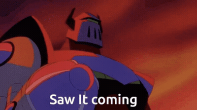 A Cartoon Of A Robot With The Words Saw It Coming GIF