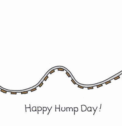 A Cartoon Of A Roller Coaster With The Words Happy Hump Day GIF