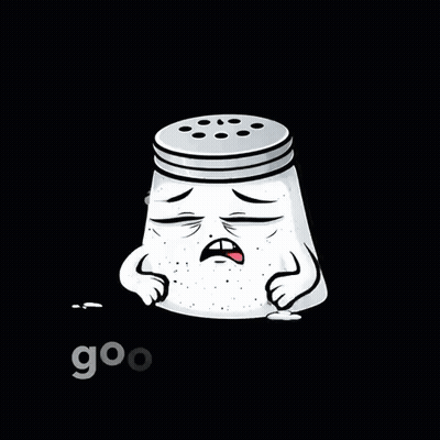 A Cartoon Of A Salt Shaker Crying With The Words Good Morning Written Below It GIF