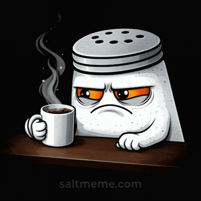 A Cartoon Of A Salt Shaker Holding A Cup Of Coffee GIF