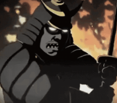 A Cartoon Of A Samurai With A Sword GIF