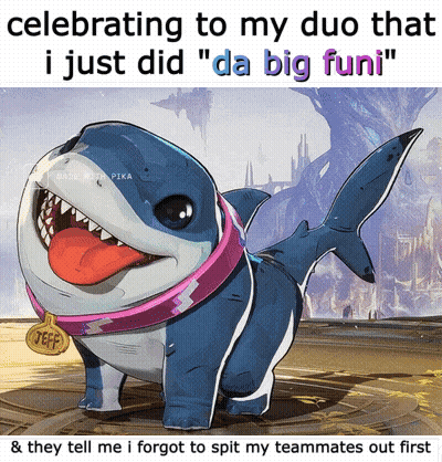 A Cartoon Of A Shark With A Tag That Says Jeff On It GIF