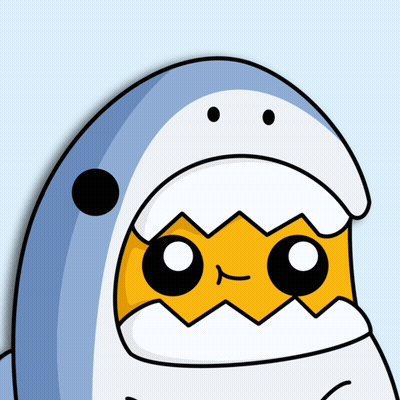 A Cartoon Of A Shark With A Yellow Egg On Its Head GIF