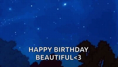 A Cartoon Of A Shooting Star With The Words Happy Birthday Beautiful < 3 Below It GIF