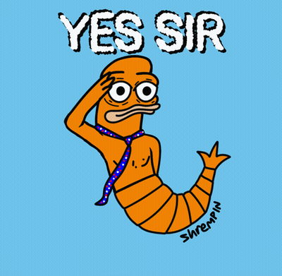 A Cartoon Of A Shrimp With The Words Yes Sir Written Above It GIF