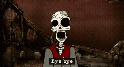 A Cartoon Of A Skeleton Says Bye Bye GIF