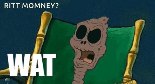 A Cartoon Of A Skeleton Sitting In A Chair With The Words Wat Did You Say Below It GIF