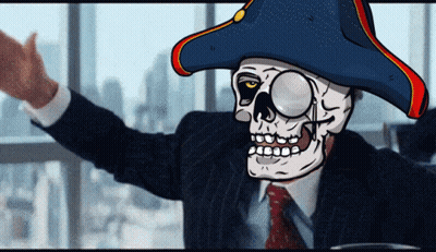 A Cartoon Of A Skeleton Wearing A Suit And Tie GIF