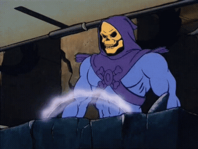 A Cartoon Of A Skeleton With A Purple Hood And A Skull On His Chest GIF