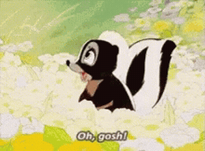 A Cartoon Of A Skunk Saying Oh Gosh ! GIF