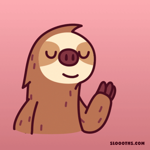 A Cartoon Of A Sloth Blowing A Kiss With The Website Sloooths.com Underneath GIF