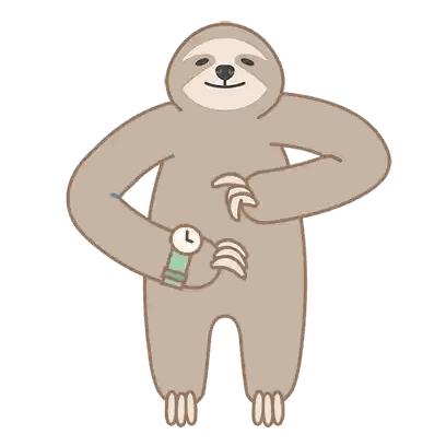 A Cartoon Of A Sloth Holding A Watch In Its Hand Sticker